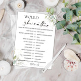 Minimalist Bridal Shower Games, Would She Rather, Engagement Party Games, Wedding Shower For 25 Guests,Wedding Advice Cards, Bridal Shower Decorations-A02