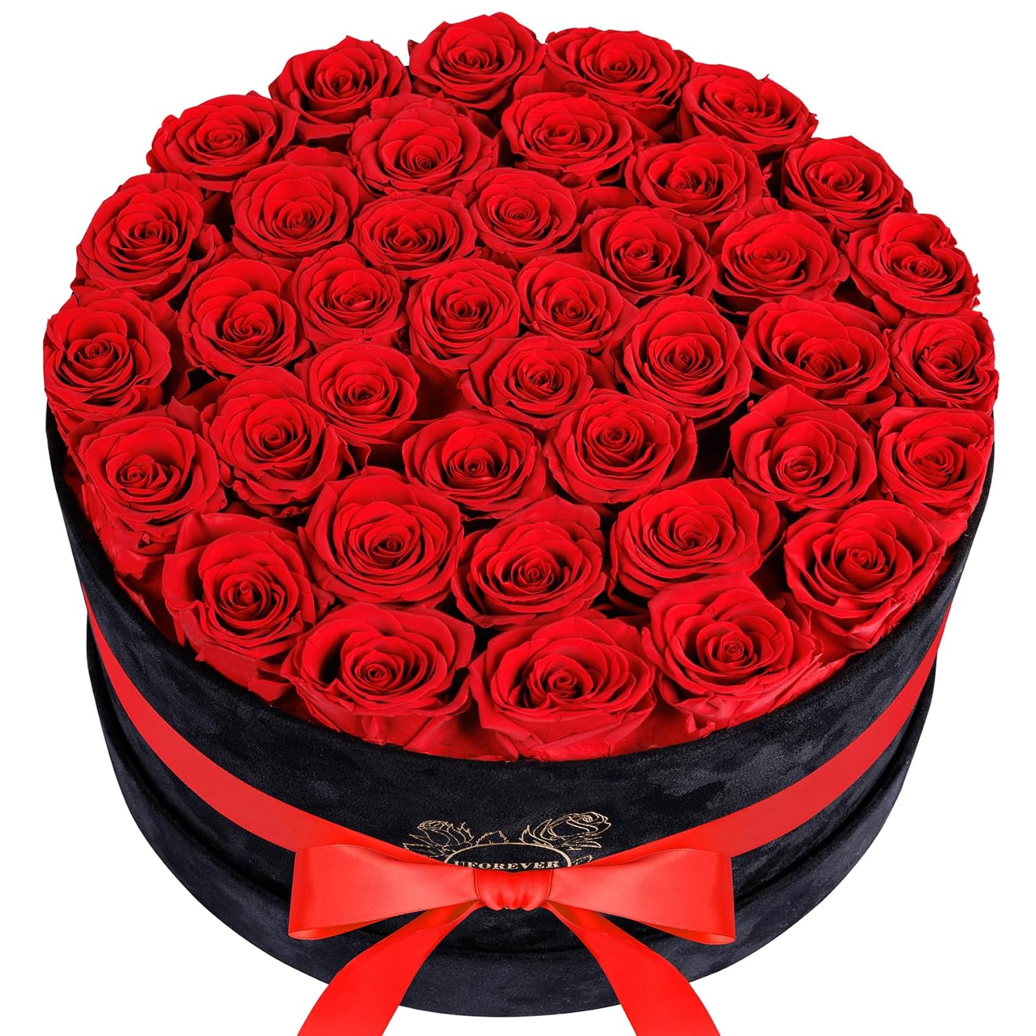 40 Pieces Preserved Roses In Suede Box, Flowers For Mothers Day, Preserved Flowers Gift For Women, Red