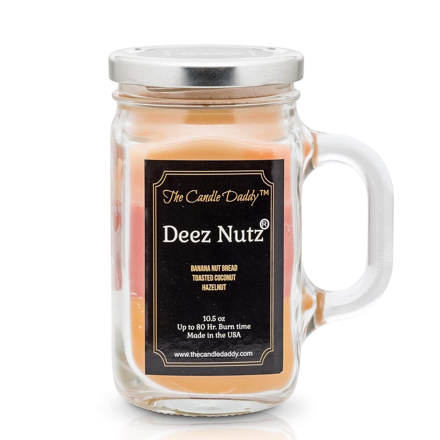 Deez Nutz Scented Candle - Banana Nut Bread,Toasted Coconut,Hazelnut Scented Triple Layer Candle-10.5 Oz Mason Jar Candle Funny Gag Joke Candle Poured In Small Batches In Usa- ,Brown