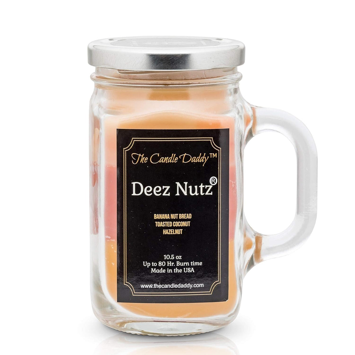 Deez Nutz Scented Candle - Banana Nut Bread,Toasted Coconut,Hazelnut Scented Triple Layer Candle-10.5 Oz Mason Jar Candle Funny Gag Joke Candle Poured In Small Batches In Usa- ,Brown