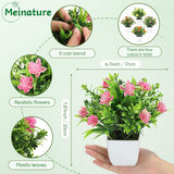 4 Pack Small Artificial Plants With Flowers - Mini Fake Potted Plants For Home Decor Indoor, Office Desk, Bathroom, Shelf, Table Decorations