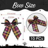 Halloween Bows For Gift Wrapping 6×9'' Glitter Plaid Bows For Christmas Tree Wreath Bows With Wire Edge Premade Bows For Craft Present Indoor Holiday Christmas Decorations, 10 Pcs