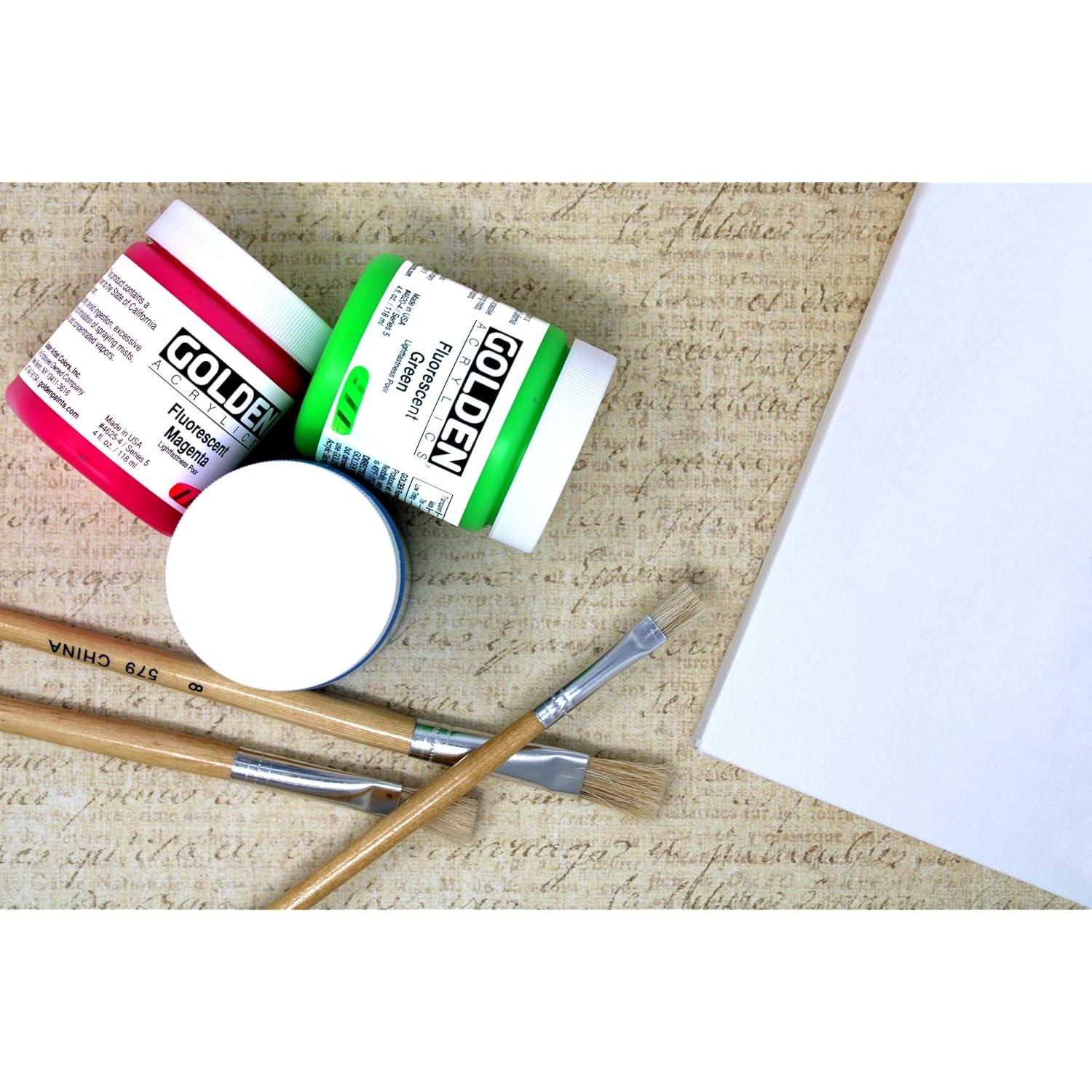 Golden Fluorescent Acrylic Colors Set | 4 Oz Heavy Body Acrylic Paint | Complete Set Of 8 Fluorescent Colors