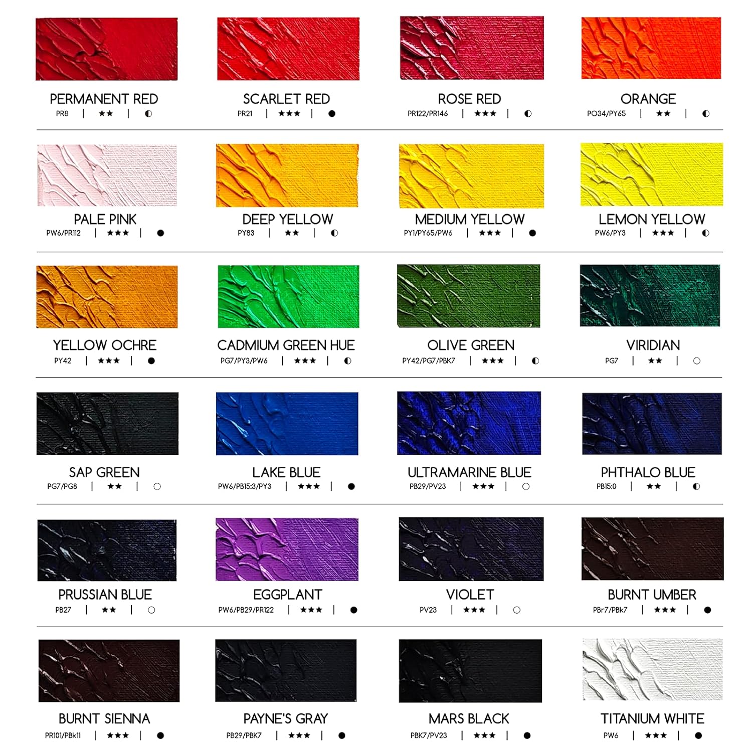 Artist Oil Paint Set - 24 Colors X 60Ml/2Oz Tubes - Art Supplies For Canvas Painting