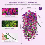 Hanging Artificial For Outdoors Flowers 2Pcs Faux Petunias Uv Resistant For Home Indoor Outside Planter Porch Decor