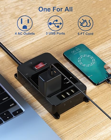 Outdoor Waterproof Power Strip 4 Outlets 3 USB 6 Ft Extension Cord Surge Protector