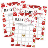 Strawberry Baby Bingo Game, Baby Shower Games, Pack Of 30 Game Cards, Gender Neutral Boy Or Girl - Fa14