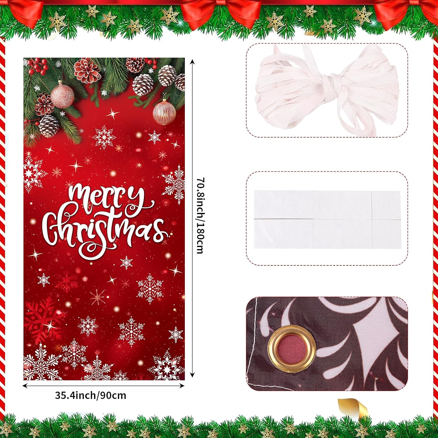 Christmas Door Cover Merry Christmas Backdrop Door Banner Photography Hanging Cover Photo Booth Props For Christmas Home Decoration Indoor Outdoor