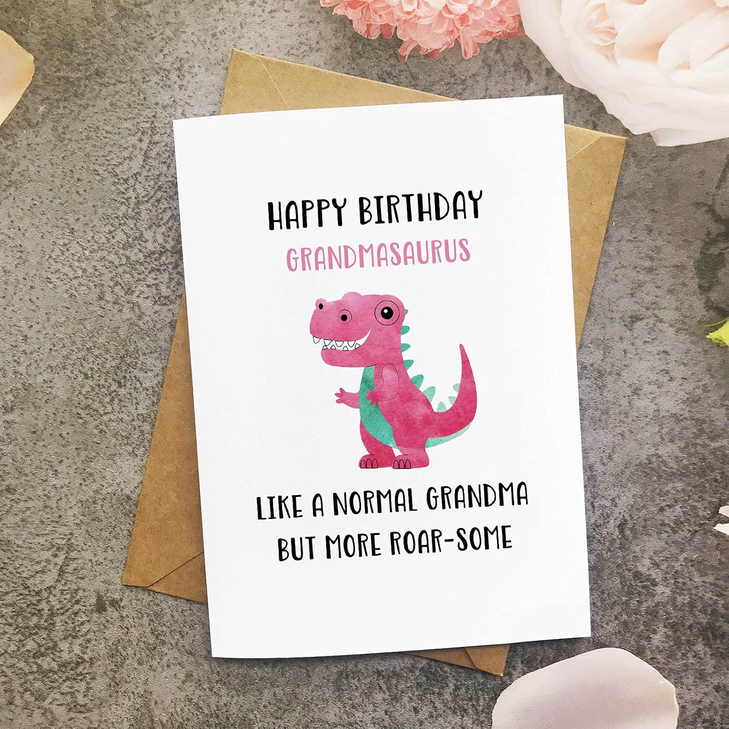 Dinosaur Card For Awesome Grandma, Funny Grandmother Birthday Card, Happy Birthday Grandmasaurus