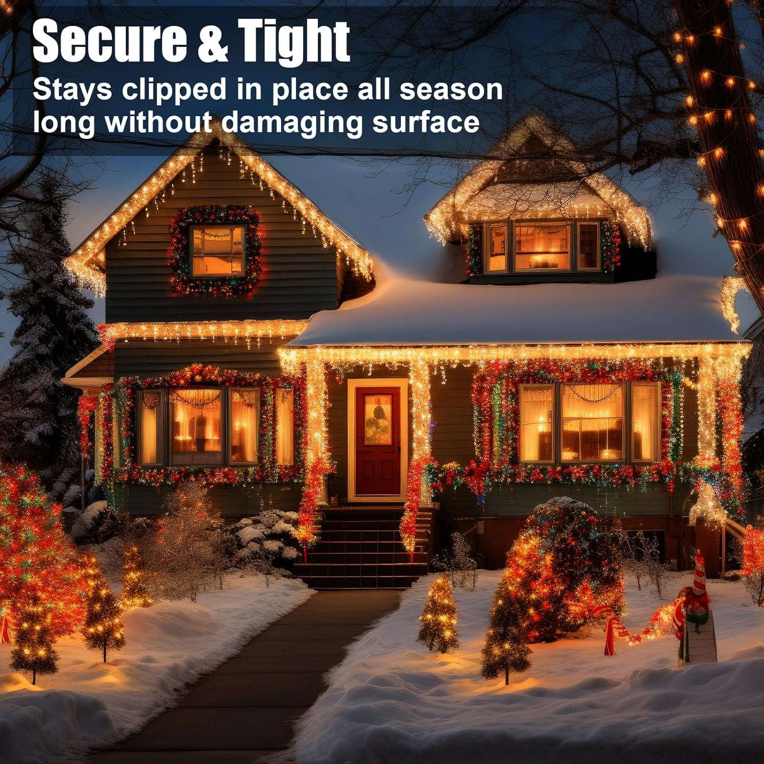 Large C7 C9 Christmas Light Clip Outdoor Holiday Light Clips For Gutters And Shingles Outdoor Hang Gutter Hooks Weatherproof For Christmas Decoration(Coffee,120 Pcs)