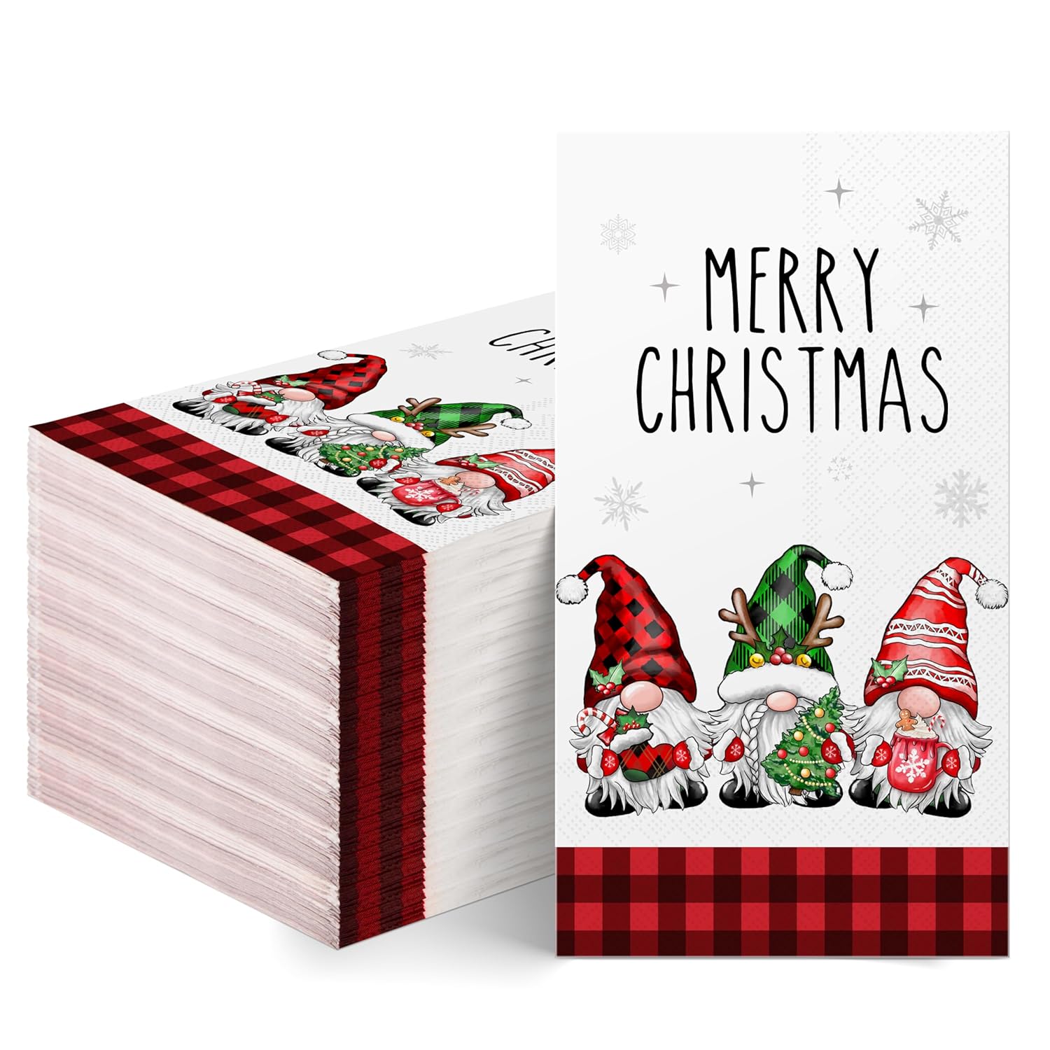 Christmas Napkins Disposable, 100Pcs Christmas Gnome Paper Napkins, Christmas Disposable Paper Decorative Guest Napkins For Christmas Dinner Party Supplies, 7.87 X 4.3 Inch(Gnome)