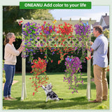 2 Packs Outdoor Artificial Hanging Flowers With 3D Magnetic Butterflies, Uv Resistant Faux Silk Blooms For Spring Summer Porch Patio Balcony Decor, Violet & Purple