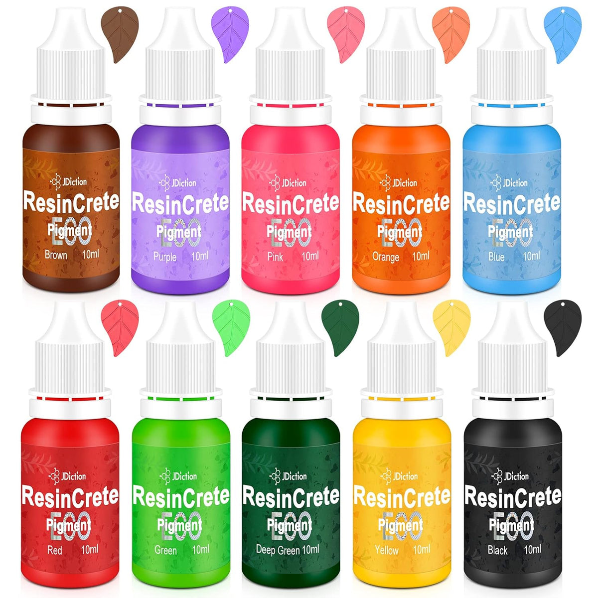 Resincrete Pigment, 10 Color Highly Concentrated Resincrete Dye For Diy Jewelry Making, Vivid Color Premium Quality Easy To Use For Paint, Craft-10Ml Each