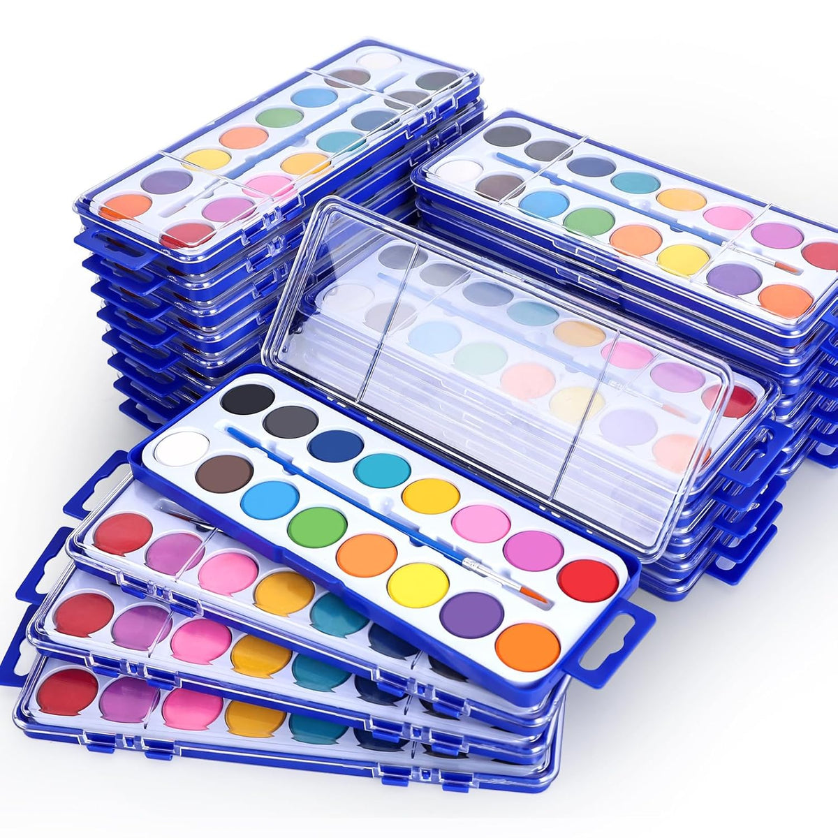 24 Pack Watercolor Paint Set, 16 Colors Watercolor Paint Set Bulk With Paint Brushes, Washable Paint, Art Supplies For Classroom, Parties