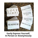 Love Bombs Kindness Cards – 111 Appreciation & Gratitude Cards, Love Notes For Him & Her, Just Because Gifts, Perfect For Valentine'S Day (White & Gold)