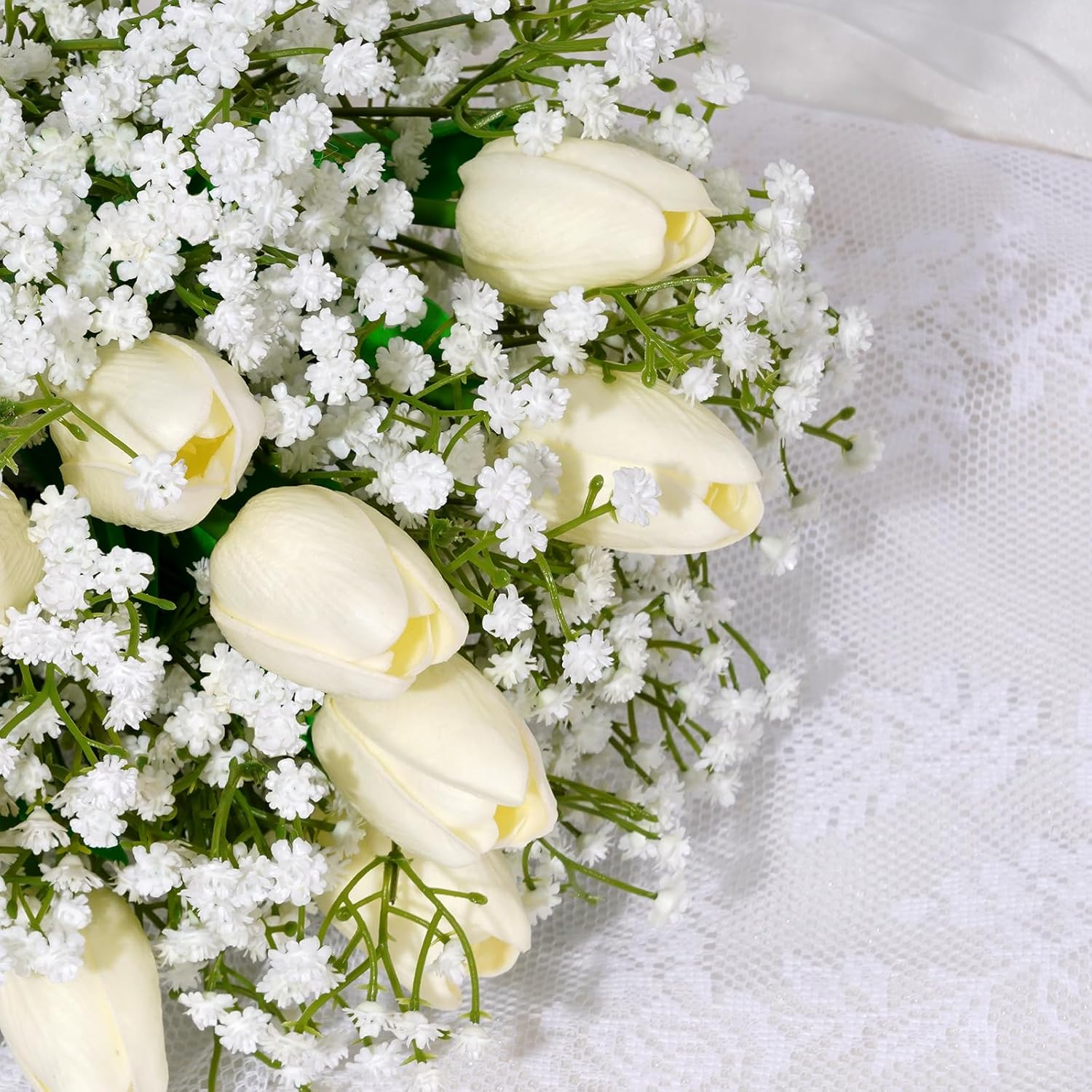 15Pcs Babys Breath Artificial Flowers, Baby Breath Flowers Artificial Bulk, Real Touch Fake White Flowers, Faux Babies Breath Gypsophila For Wedding Home Decor Floral Arrangement