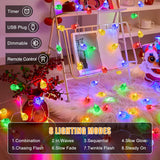 String Lights Indoor, 33Ft 80 Led Rose Flower Lights, 8 Modes Dimmable & Timeable Twinkle Lights, Festival Christmas Dec