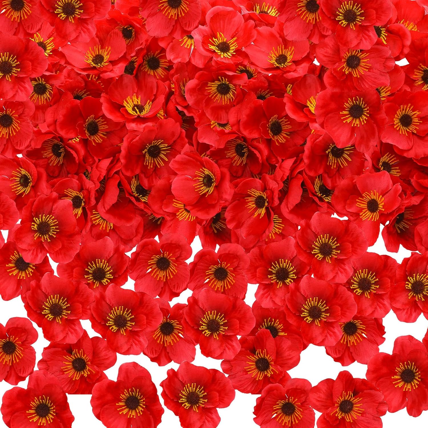 90 Pcs 3.15 Inch Red Poppy Flowers Veterans Day Artificial Poppy Heads Bulk Fake Silk Wicked Party Flowers For Halloween Wicked Trunk Or Treat Decorations Carnival Memorial Day Backdrop Decor