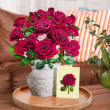 Pop Up Flower Card, 3D Paper Flowers Bouquet, Valentines Day, Birthday, Thank You Greeting Cards With Note Card & Envelope, Red Rose