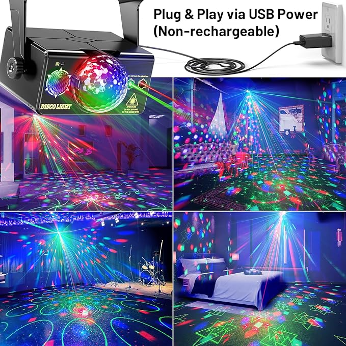DJ Disco Party Lights Sound Activated LED Strobe Stage Light for Birthday Wedding Karaoke