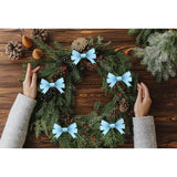 Christmas Light Blue Ribbons For Crafting, 3/8" × 25 Yards Blue Velvet Ribbon Winter Holiday Craft Ribbons For Gift Wrapping Diy Wreath Baby Shower Decorations