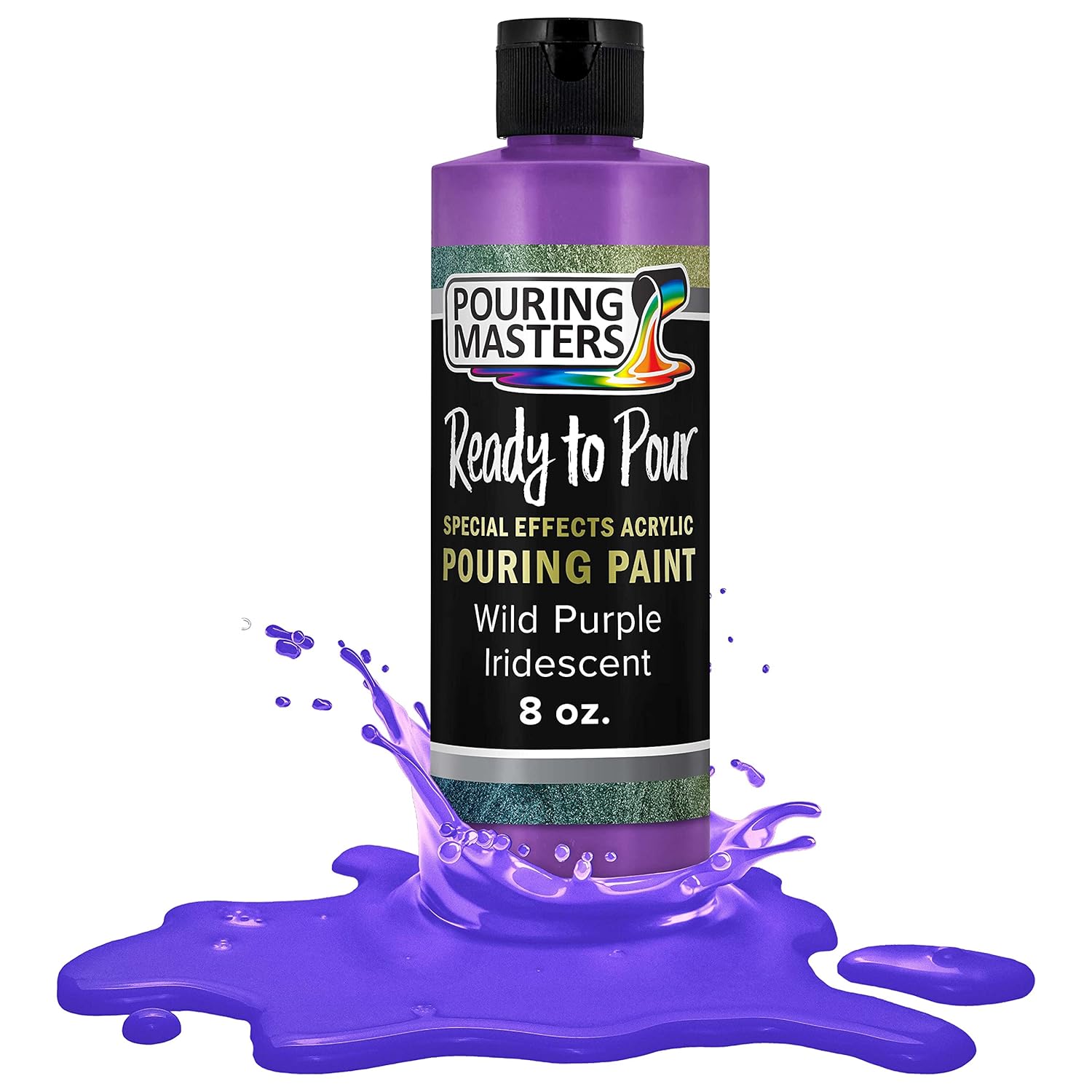 Pouring Masters Wild Purple Iridescent Special Effects Acrylic Pouring Paint - Premium 8-Ounce Pre-Mixed Fluid Acrylic Paint - Fluid Art Supplies For Canvas, Wood, Paper, Tile & Rocks