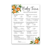 A Sweet Little Cutie Theme Baby Shower Games — Baby Trivia Game — Pack Of 25 — Citrus Orange, Fun Facts Shower Activity, Gender Neutral Couples Shower Co-Ed Shower Games G350-Trv