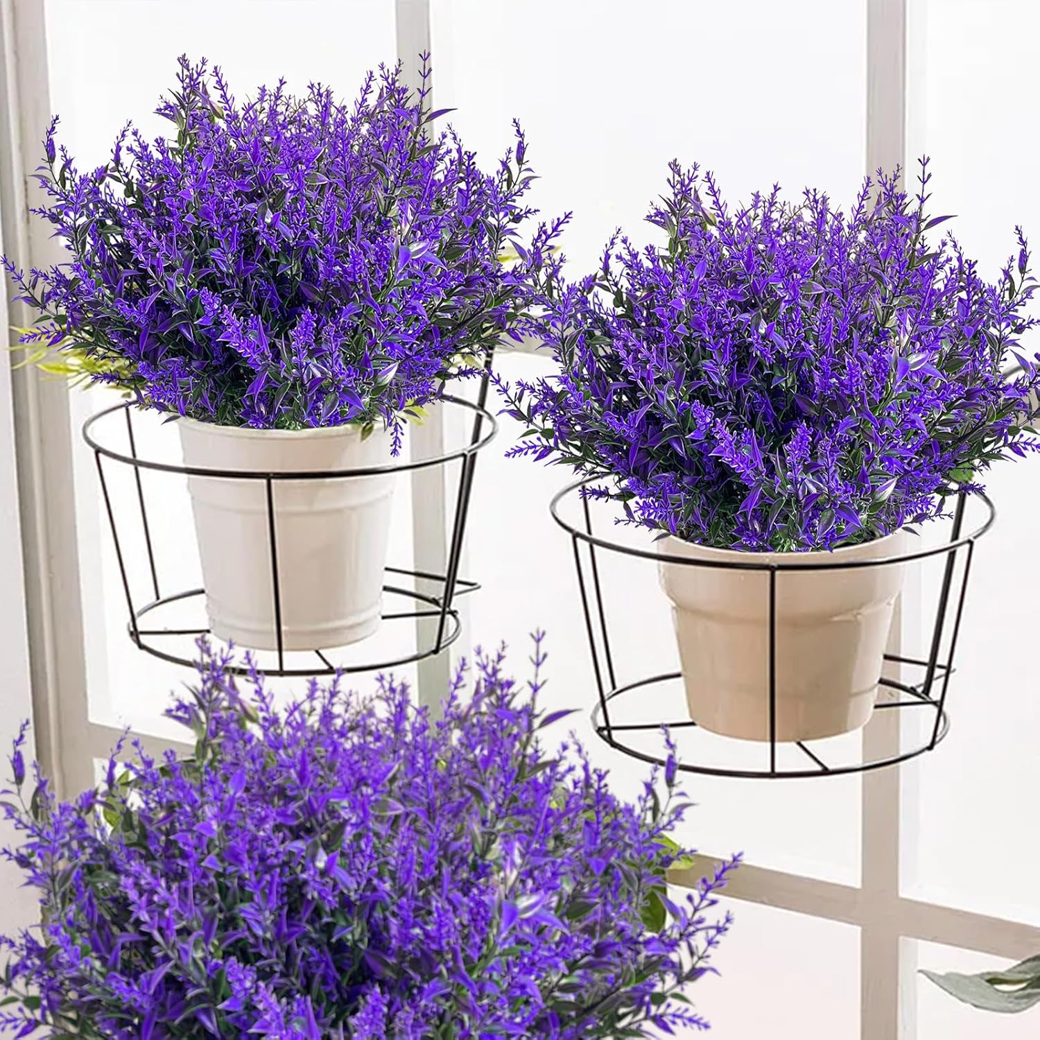Artificial Lavender Flowers 10 Bundles Fake Outdoor Flowers Uv Resistant No Fade Faux Plastic Plants Garden Porch Window Home Decoration?Purple?