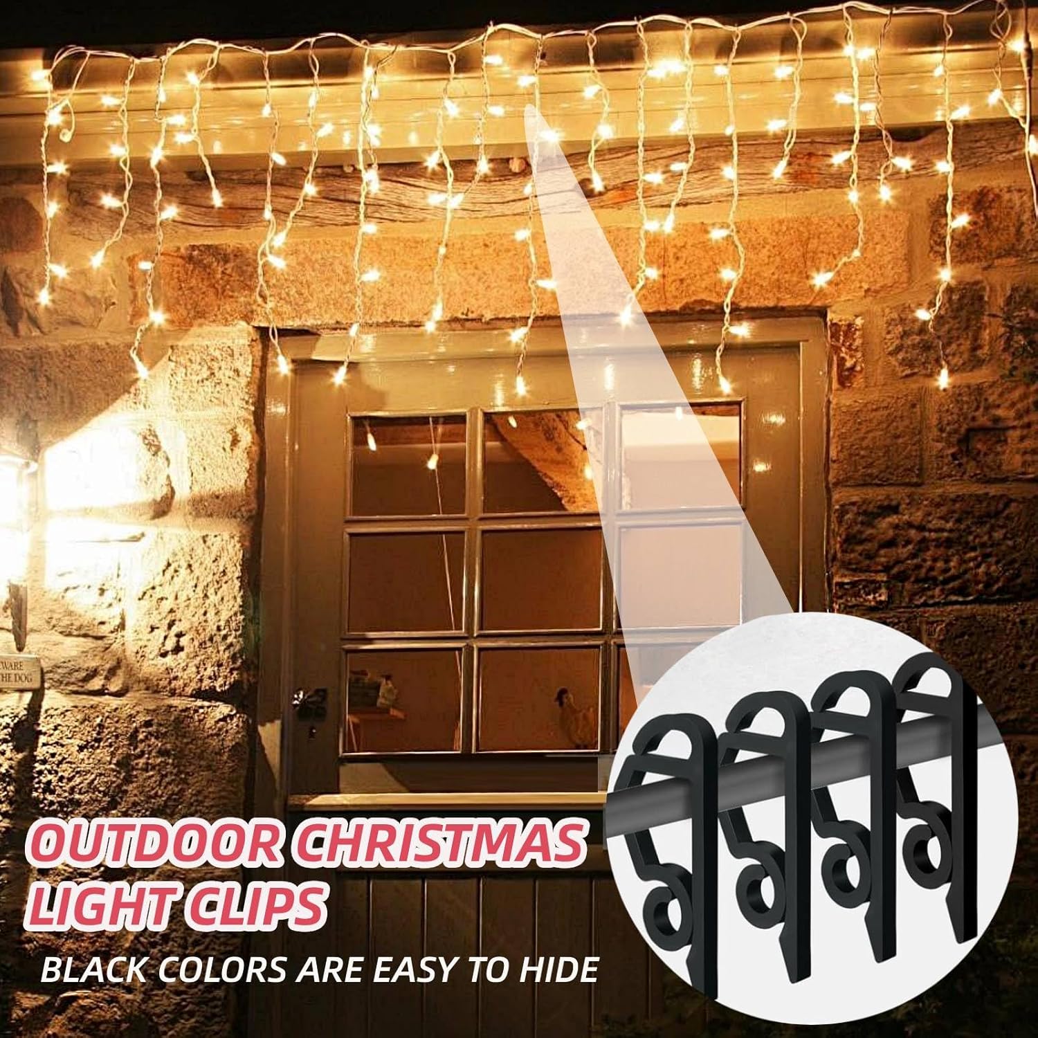 Christmas Light Clips Outdoor Gutter Hooks, 120 Pcs Gutter Clips For Hanging Outdoor Lights, Holiday Gutter Hanger Hook Plastic Weatherproof For Halloween Christmas Decor String Light