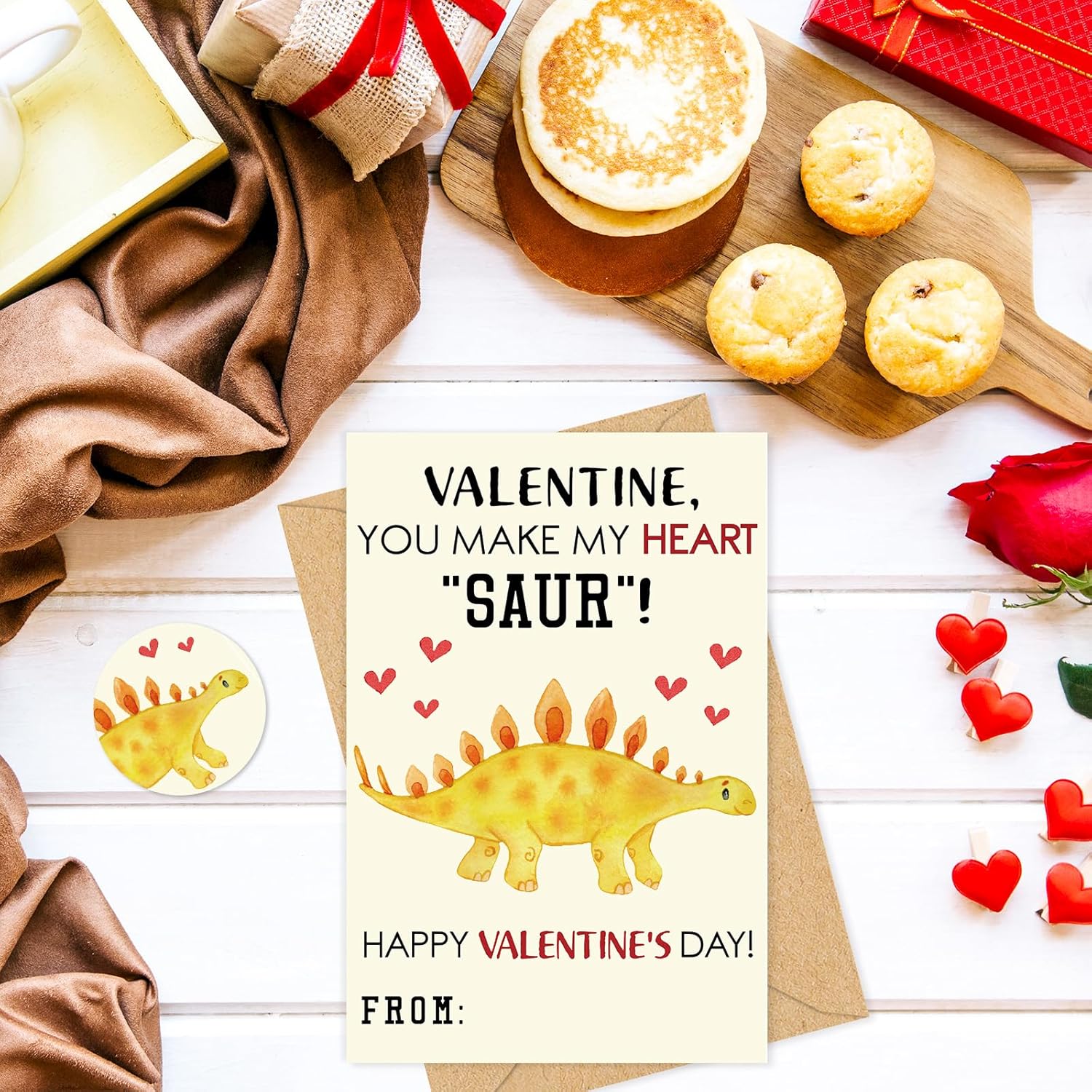 36 Pack Dinosaur Valentine'S Day Cards For Kids Classroom Exchange Watercolor Dino Greeting Cards With Envelopes & Stickers For School Boys Girls Classroom Party Favors, 4X6 Inch