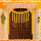 1 Set Artificial Marigold Flower Strands Tassel Garland For Diwali 5 Feet Long Strands, Garland Diwali Decorations For Home, Christmas Indian Day Of The Dead Wedding Decor (Beaded Style)