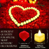 3000Pcs Red Rose Petals With 36Pcs Led Tea Lights Candles, Romantic Gifts For Her