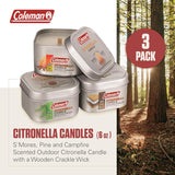 Coleman Scented Tin Citronella Candle - 3 Pack, S'Mores, Pine and Campfire