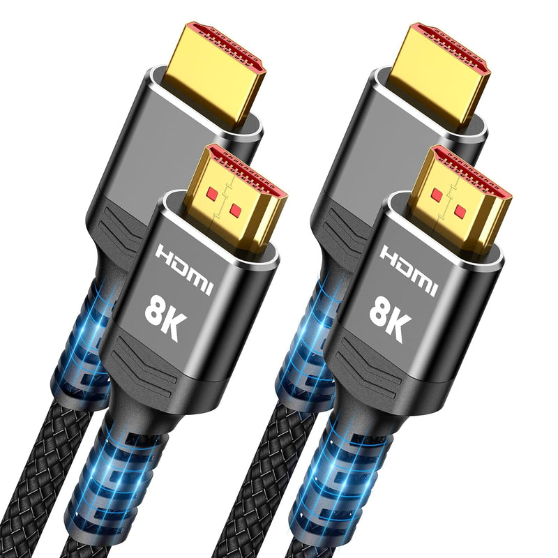 8K Hdmi Cable 2.1 2-Pack 6.6Ft, Slim 48Gbps High Speed Hdmi Braided Cord-4K@12