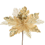 6Pcs Poinsettias Christmas Tree Flowers 9.8'' Artificial Christmas Floral Picks And Sprays Large Gold Silk Flowers With Stems For Xmas Home Vase Table Centerpiece Garland Decor