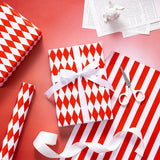 Reversible Wrapping Paper Roll, Mini Roll, Red And White Stripes And Diamond Pattern, Holiday Gift Wrap For Christmas, Valentine'S Day, Birthday, Wedding, Baby Shower, 17 Inches X 16.4 Feet