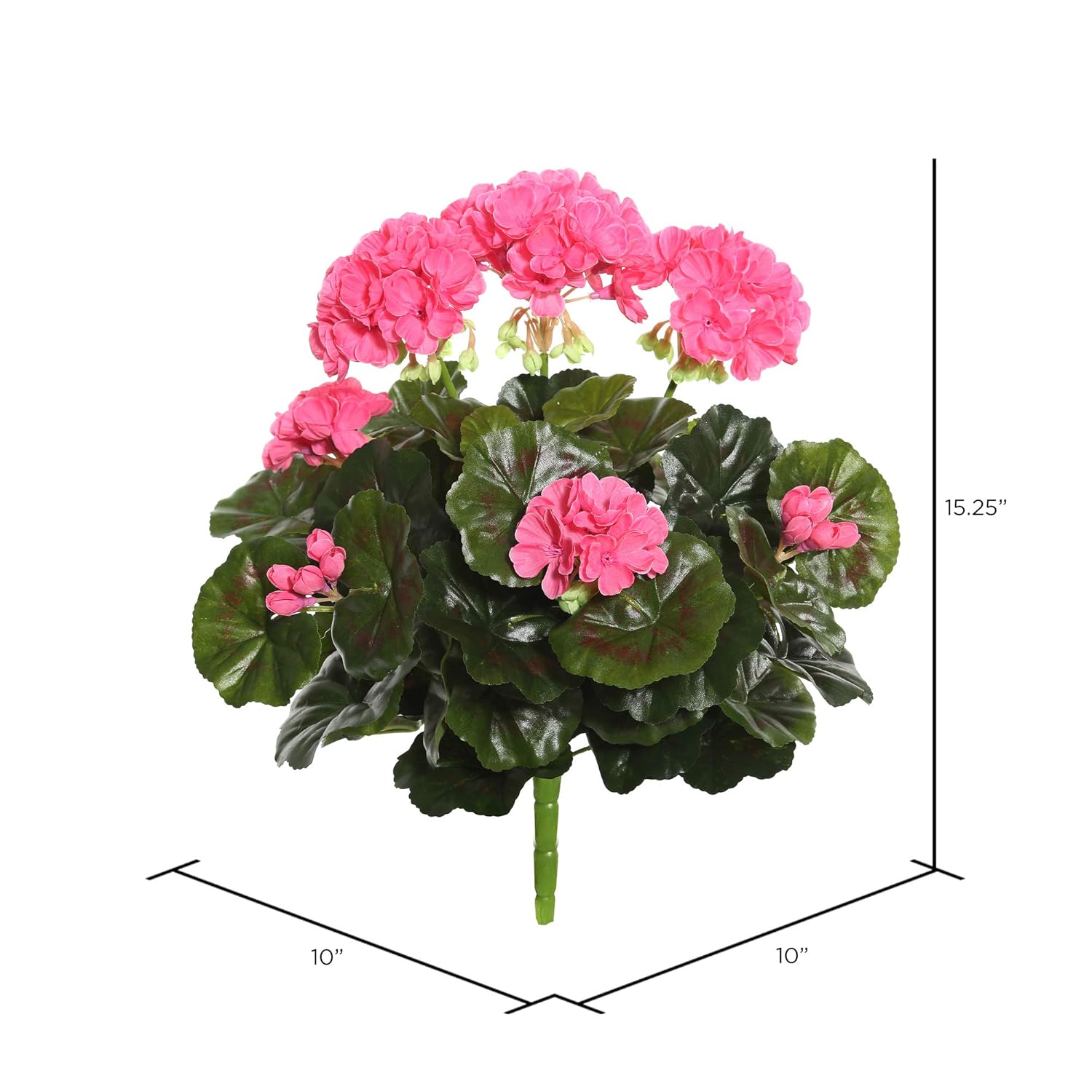 Vickerman Everyday Artificial Pink Geranium Bush 15.25" Long - Premium Faux Floral Decor for Wedding or Everyday Arrangements - Maintenance Free Flowers