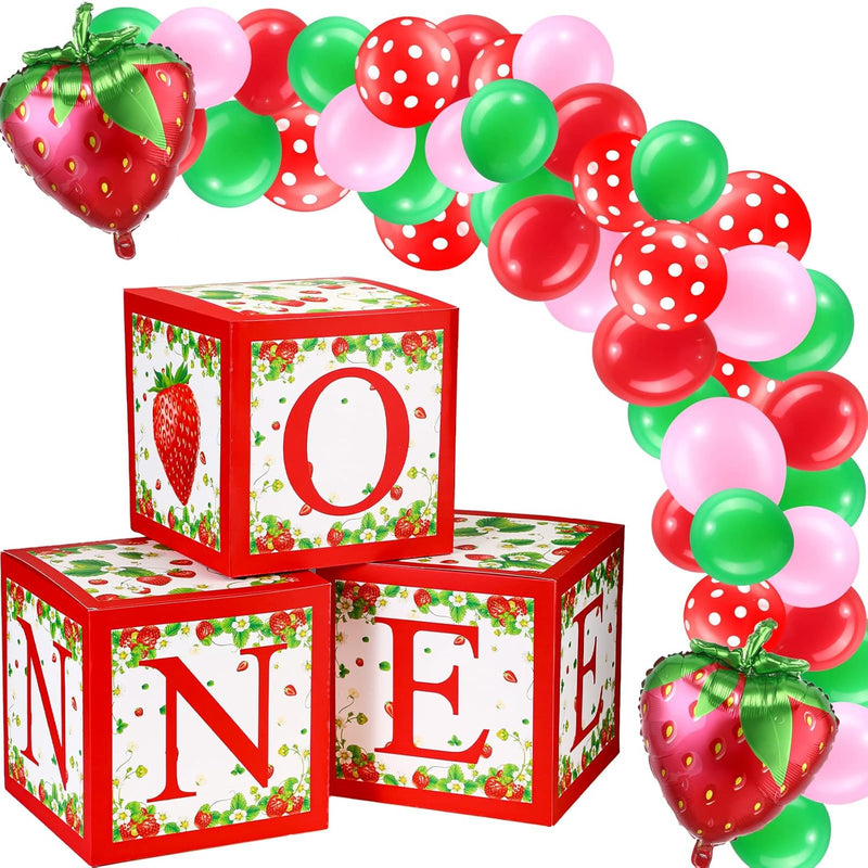 56 Pcs Strawberry Party Decorations With Strawberry Balloon Strawberry