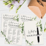 Greenery Bridal Shower Games Cards, What Is In Your Purse Game Card Reception For Wedding Showers Engagement Party Bachelorette Party, Bridal Party Games For Decorations Favors Supplies, Set Of 25-03