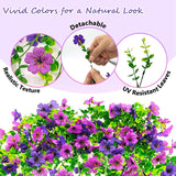 2 Pcs Uv Resistant Outdoor Artificial Flowers, Look Real Artificial Flowers For Outdoors Decor, Artificial Hanging Flowers For Outdoors (Darkpurple+Purple)