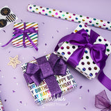 Birthday Wrapping Paper 30 Inch Iridescent Gift Wrapping Paper 4 Rolls Happy Birthday Polka Dots Stripes Stars Printed Assortment -120 Inch(10Feet) Per Roll