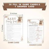 Family Feud Game Kit For Baby Shower - Holy Cow! Western Ranch Theme - 30 Fill In Game Cards & 1 Answer Card For Baby Shower, Gender Reveal Games, Party Favor, Decorations & Supplies - C08