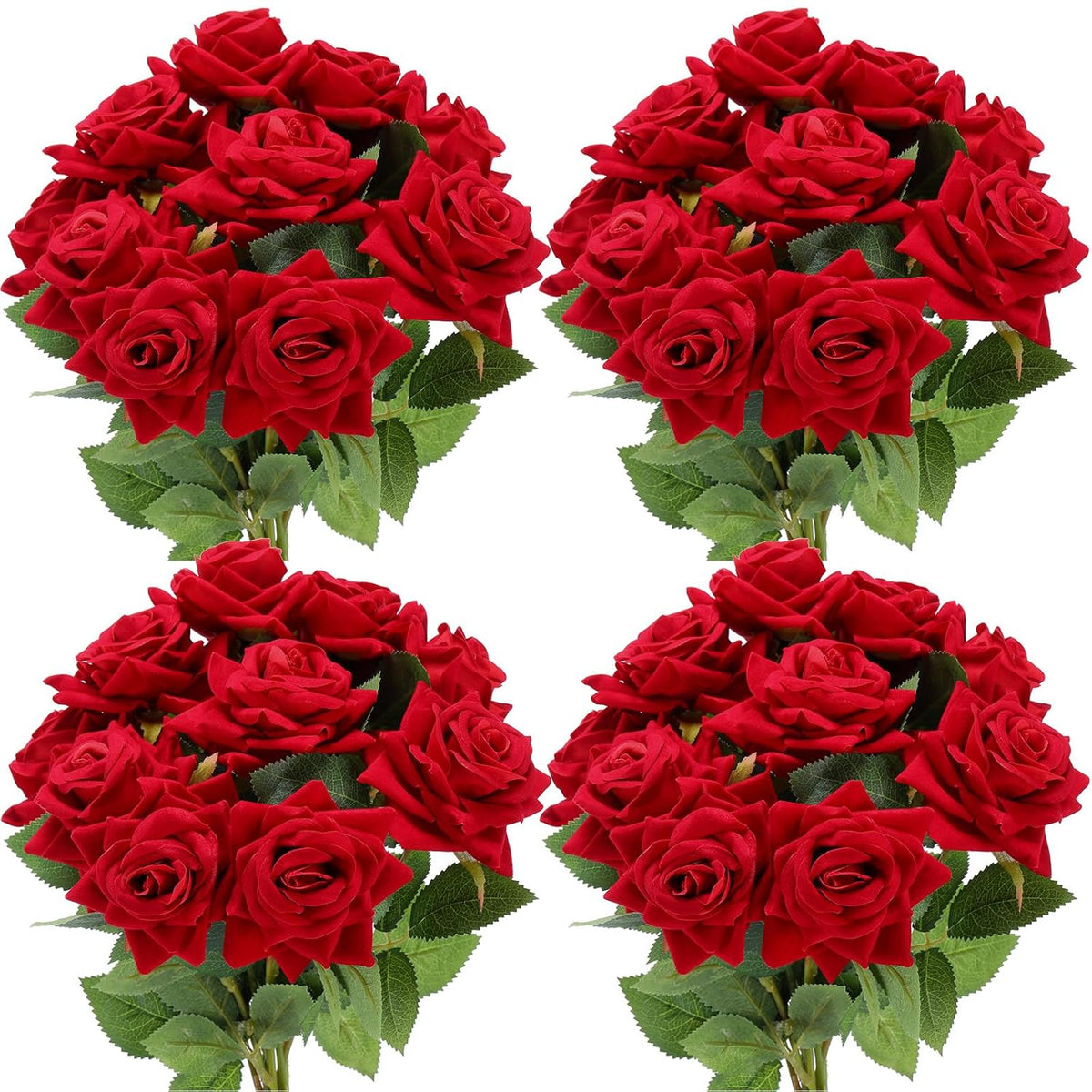50 Pcs Valentine'S Day Artificial Rose Flower Bulk Velvet Silk Fake Rose Flowers With Long Stem Bouquet Real Looking Diy For Wedding Centerpieces Valentine Garden Home Party Decor(Red)