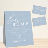 Navy Blue Baby Shower Measure The Baby Bump, Measure Mommy'S Belly Game Set - 1 Self-Standing Sign And 50 Tickets - Gender Reveal, Baby Shower, Baby Announcement Activity & Party Favor Supplies - A07