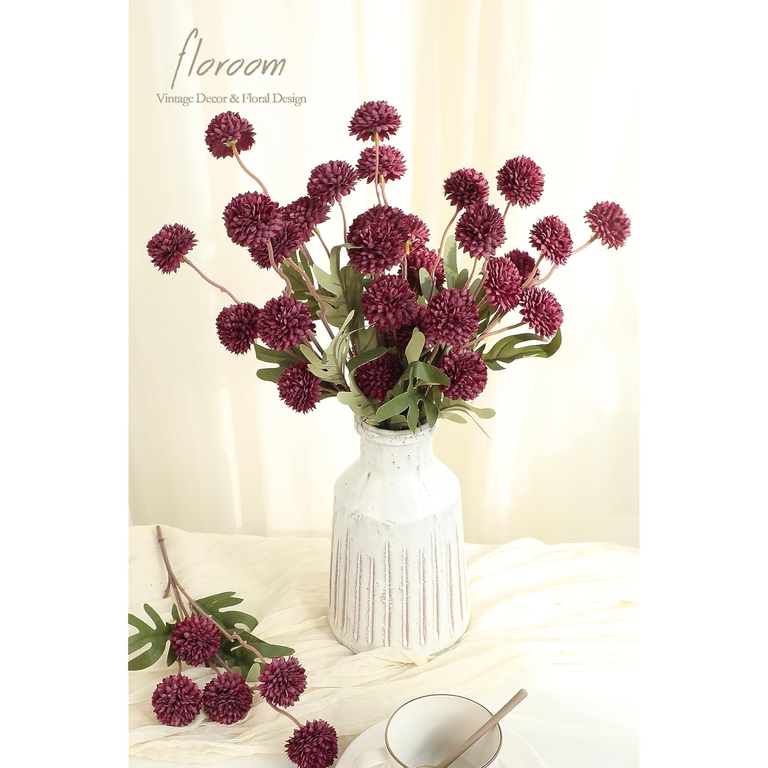 6Pcs Burgundy Faux Silk Mums Artificial Flowers, Bulk Fake Small Mini Chrysanthemums With Stems For Diy Wedding Centerpieces Floral Arrangements Vase Fillers Home Decorations