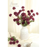 6Pcs Burgundy Faux Silk Mums Artificial Flowers, Bulk Fake Small Mini Chrysanthemums With Stems For Diy Wedding Centerpieces Floral Arrangements Vase Fillers Home Decorations