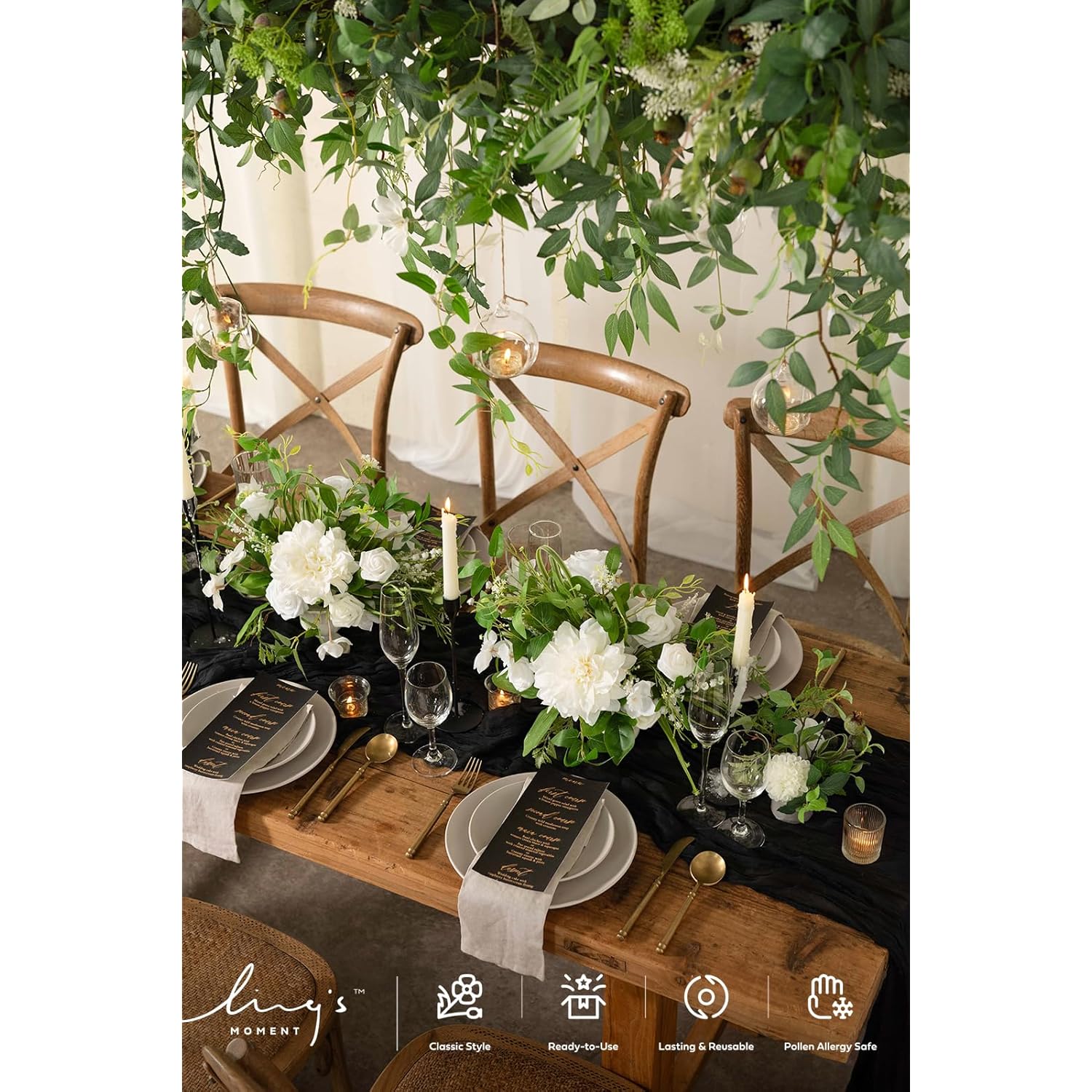 Green White Artificial Flowers With Vase Wedding Table Decor Bouquet Centerpiece Flower Potted For Ceremony Reception Desk Flowers Mantel Archway Aisle, Set Of 2