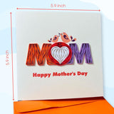 Mother'S Day Card, Quilled Quilling Card, Thank You, Mothers Day, 3D Artful Greeting Card With Envelope, For Mom Daughter Sister Grandma Grandmother (Mom)