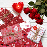 12 Sheets Love Wrapping Paper, Red White Heart Wrapping Paper, Gift Wrap Papers With Jute Twine Sticker For Anniversary Wedding Birthday Party Baby Shower Christmas Diy Crafts Gift Packing, 20 X 27 Inch