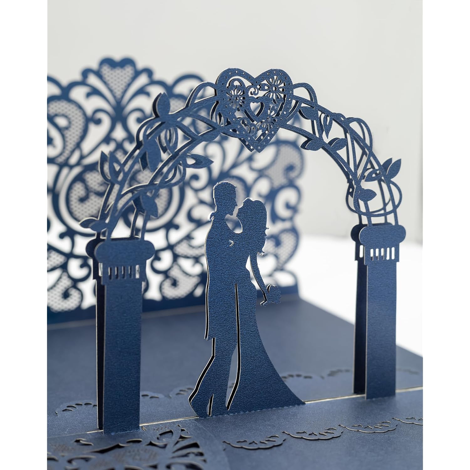 Wedding Card For Bride And Groom, Navy Blue 3D Pop Up Wedding Card With Envelope And 2 Inside Pages, Wedding Shower Card, For Greeting/Anniversary/Wedding/Valentine/Engagement